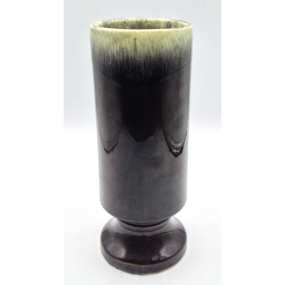 Vtg HULL Pottery Bud Vase F35 Dark Green Drip Glazed Ceramic Art Decor USA 9"